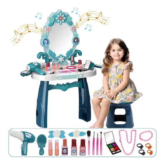 Set Tocador Infantil Para Niña Con Luz Y Sonido