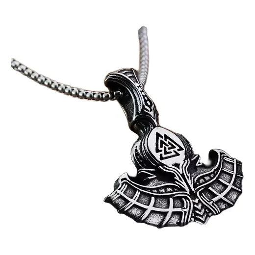 Collar Dije Amuleto Acero Thor Martillo Runas Vikingo Valknu