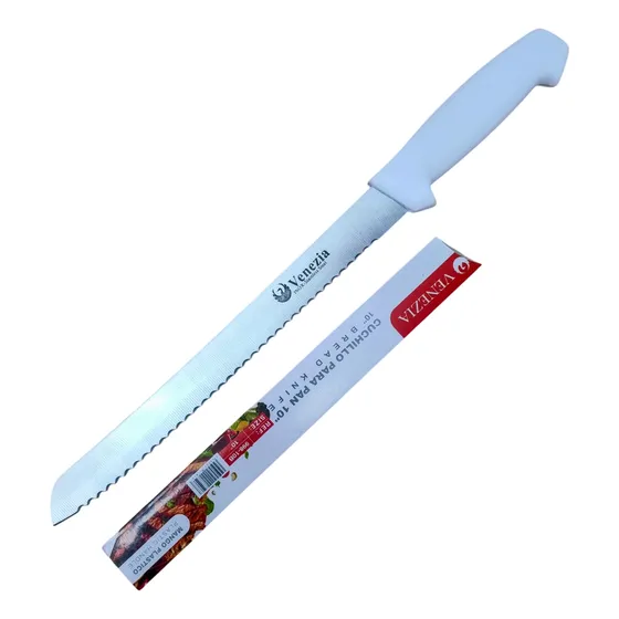 Cuchillo Pan 10 PuLG Sierra Blanco Cocina Panaderia Hogar