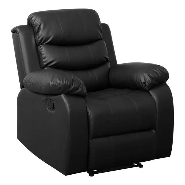 Sillon Reposet Reclinable Individual Tapizado En Simil Cuero Color Negro Diseño de la tela Moderno