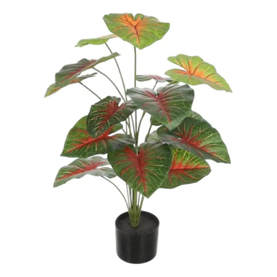 Planta Artificial Decorativa Con Maceta Color Caladium