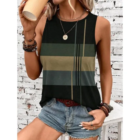 Top Blusa Camisa Talla X L M Sin Manga Nuevo Estampado Shein