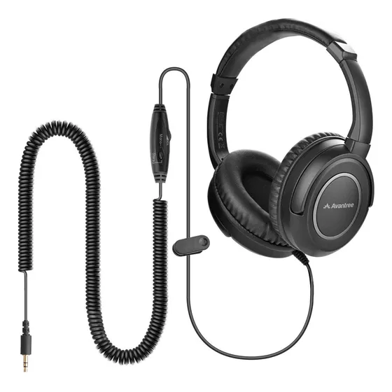 Fones De Ouvido Avantree Hf039 Com Cabo Longo Em Espiral Par