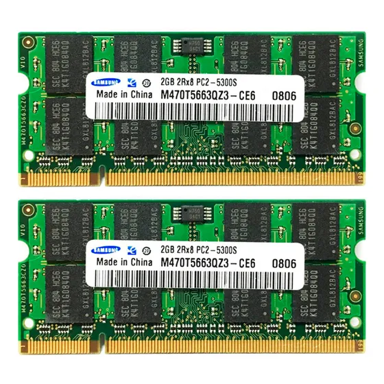 Memória Ram Samsung Notebook 4gb (2x2gb) Ddr2 667 Pc2 5300s