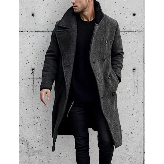 Abrigo De Lana, Abrigo Grueso Para Hombre, Gabardina De Lana Estilo 1 Tks