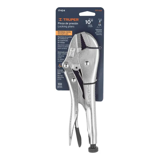 Alicate Pinza De Presión 25 Cm   Mordaza Recta, Truper 17424