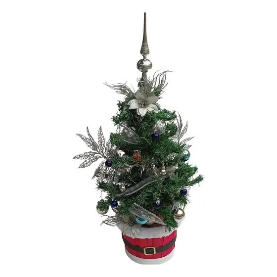Arvore Natal Mesa Decorada 72cm Com Vaso Enfeites Luz Led