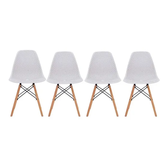 Set X 4 Sillas Begônia Eames Diseño Cuadrícula Blanco 
