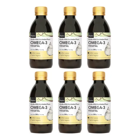 Natier Kit X6 Suplemento Omega 3 Vegano Sabor Cacao X 250ml