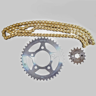 Kit Arrastre Dominar400 Y Dominar250 Cadena Dorada Reforzada Kit Arrastre Dominar400 Y Dominar250 Cadena Dorada Reforzada