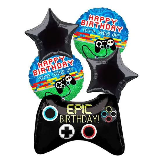 5 Globos Gamer Videojuegos Control Cumpleaños Fiesta Festejo