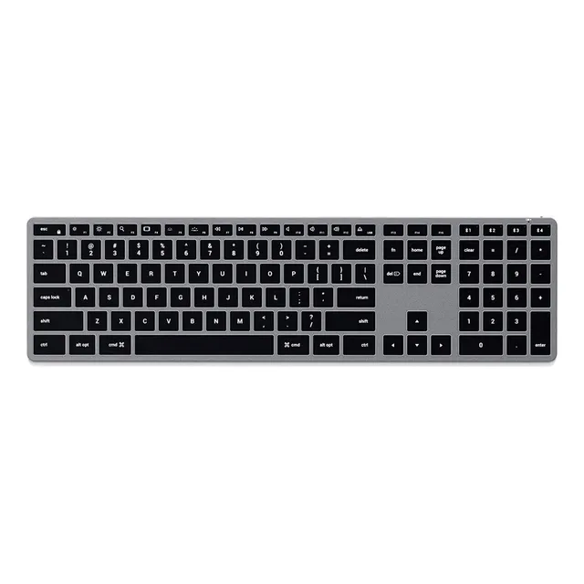 Teclado bluetooth Satechi Slim QWERTY inglés US color silver con luz blanca