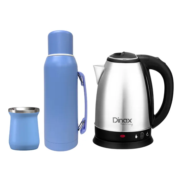 Combo Pava Eléctrica 1.8lts Termo Acero Inoxidable 1lts Mate