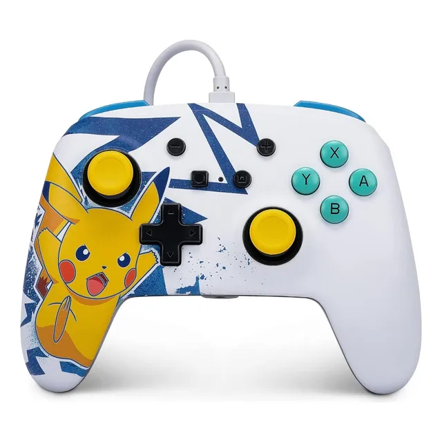 Mando Powera Compatible Con Nintendo Switch Pikachu Blanco