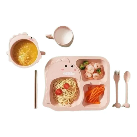 Set De Platos Eco Dinosaurio Bebe Niño