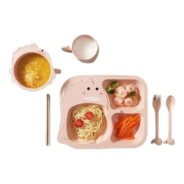 Set De Platos Eco Dinosaurio Bebe Niño
