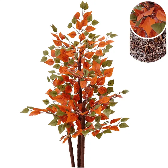 Planta Artificial Fícus Outono Inverno Sem Vaso Decoração