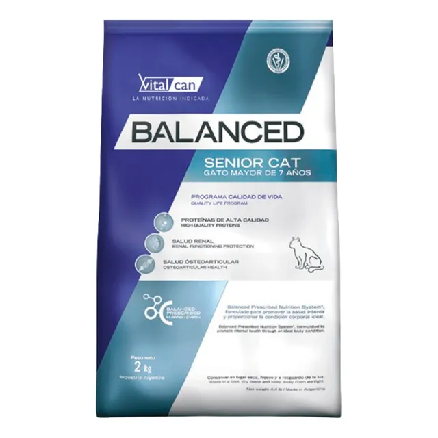 Alimento Vitalcan Balanced Cat Senior +7 años gato adulto 2kg