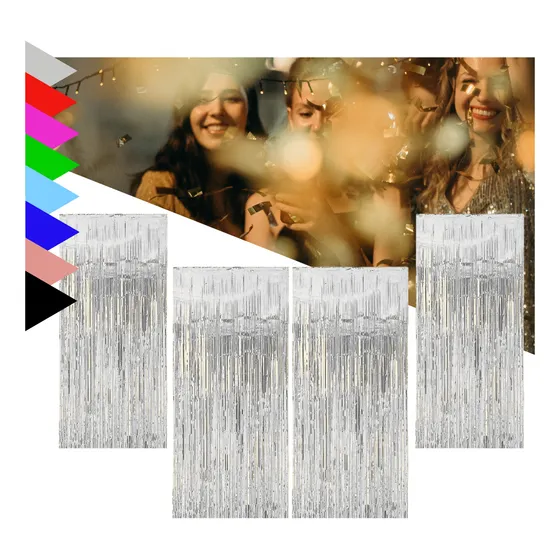 Kit Com 10 Cortinas Metalizadas Fita Decoração Festa Painel