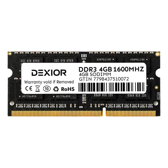 Memoria Ram Dexior Ddr3 4gb 1600mhz Sodimm Notebook