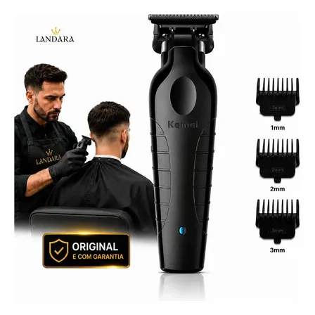Maquina De Corte E Acabamento Kemei 2299 Sem Fio Profissional Degrade Pezinho Apara Pelo Do Corpo Bivolt Leve Com Longa Bateria