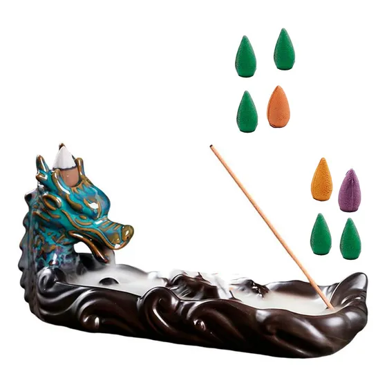Dragon Chino Sabio Quemador Incienso + Cono De Incienso 0337