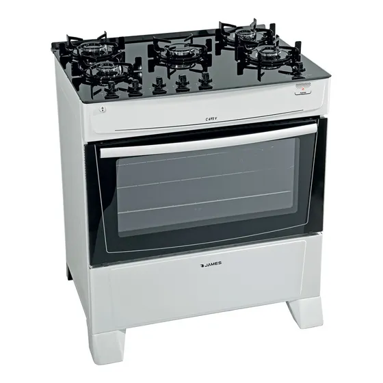 Cocina 5 Hornallas Gas James C 695 V Blanca Mesa Vidrio