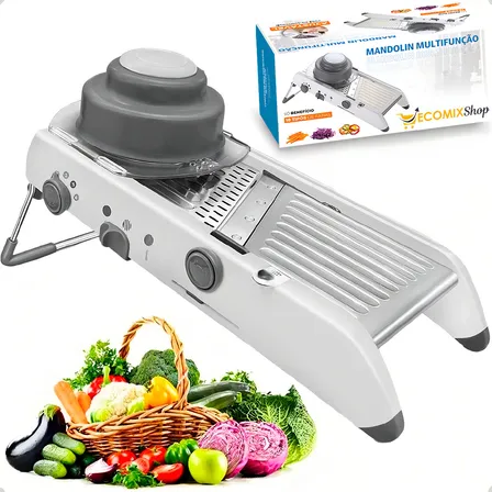 Mandolin Fatiador Cortador Picador Ralador Legumes Profissional Inox Seguro E Prático Marca Ecomixshop