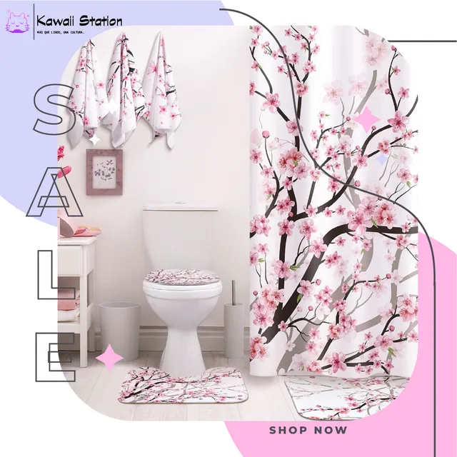Juego Cortinas De Baño Sakura (7 Piezas)