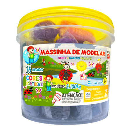 Kit Massinha Modelar Balde 2,1kg 36 Unid. Lembrancinha Festa Cor Sortido Kit Massinha Modelar Balde 2,1kg 36 Unid. Lembrancinha Festa Cor Sortido