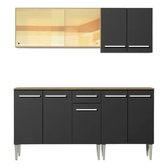 Mueble De Cocina Completo 169cm Rústico Color Negro