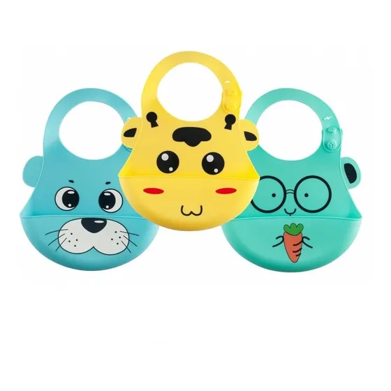 Babero Impermeable De Silicona Con Bolsillo Contenedor Bebe