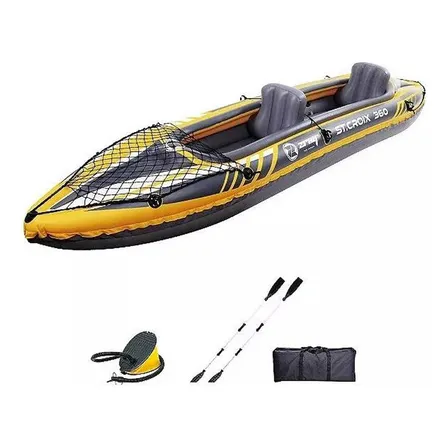 Kayak Inflable Doble Con Remos Bomba Y Bolsa Color Amarillo