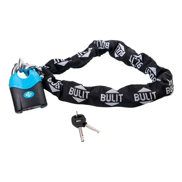 Cadena Bulit Máxima Seguridad Largo 1mt + Candado 72 Mm Color Negro/Azul