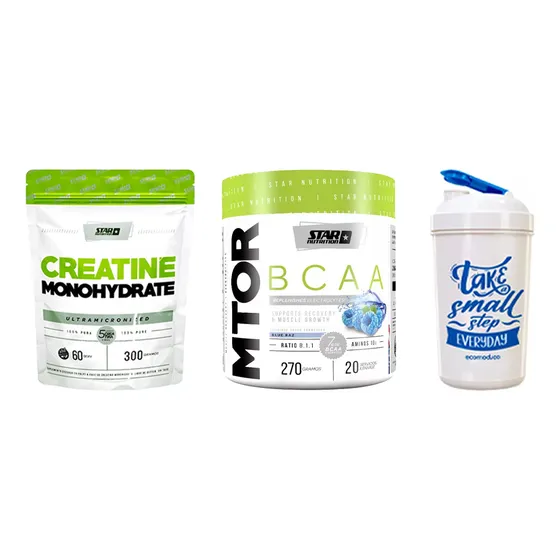 Star Nutrition Combo Creatina X300 Gr + Mtor Bcaa X270 Gr Blue Raz + Shaker