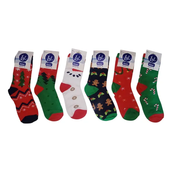 Medias Unicex Navideñas Niñas Y Niños ( 6 Pares ) 
