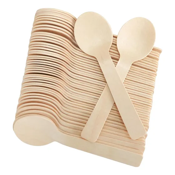 Cucharitas Postres Ecologica Desechables Madera Bambú 100und