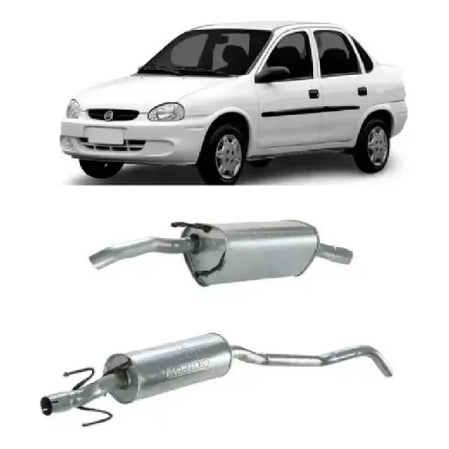 Escapamento Conjunto Para Corsa Sedan 1.0, 1.6 / 1996 A 2010