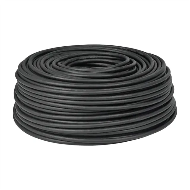 Bobina Cable Utp Red Doble Forro Cat6 Negro Exterior 50m