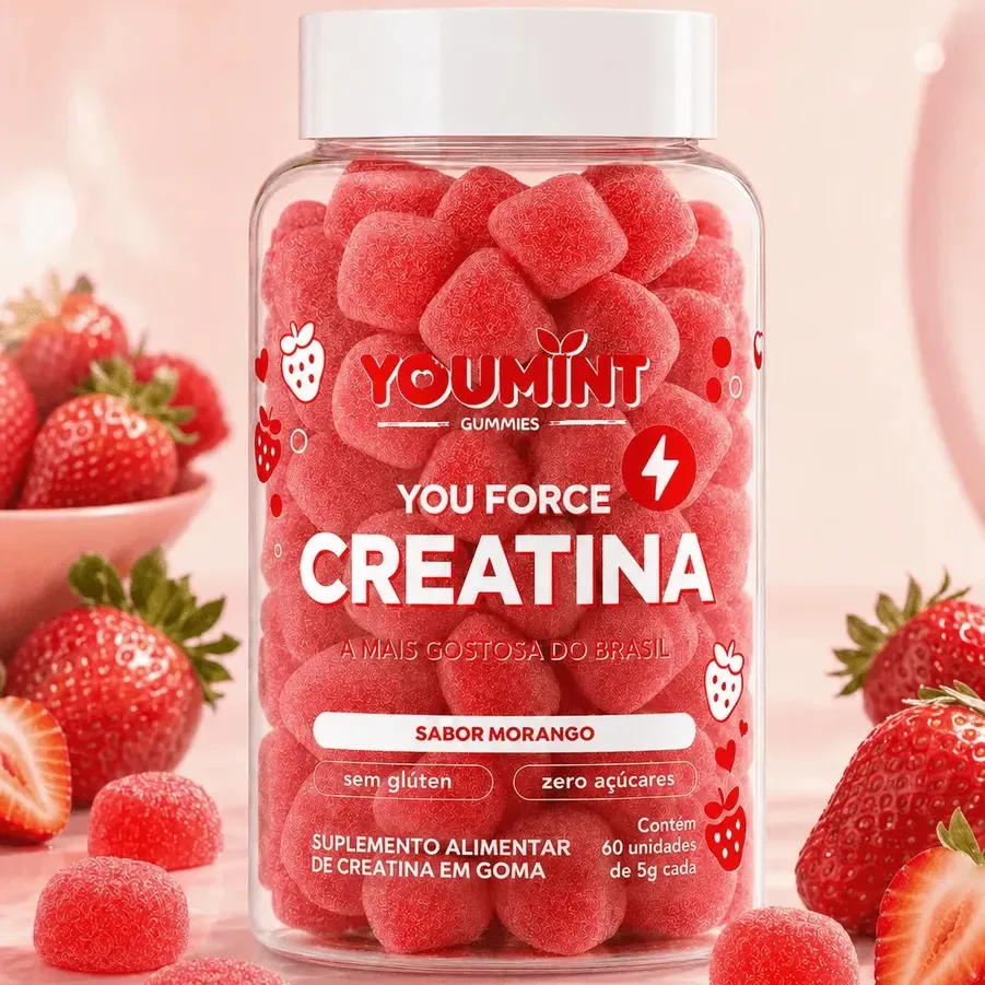 Creatina Gummy Youmint – Sabor Morango – Zero Açúcares – 60 Gomas — Oferta Verificada