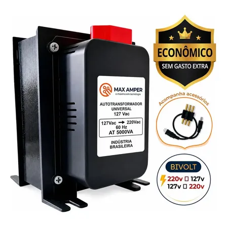 Auto Transformador 5000va Bivolt 110 220 E 220 110 Para Ar até 12000btus, Microondas, Air Fryer, lava roupas impressora geladeira Conversor de voltagemMax Amper