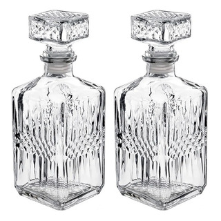 2 Licoreras Rodas Vidrio Resistente Vintage 1 Litro Cuadrada 2 Licoreras Rodas Vidrio Resistente Vintage 1 Litro Cuadrada