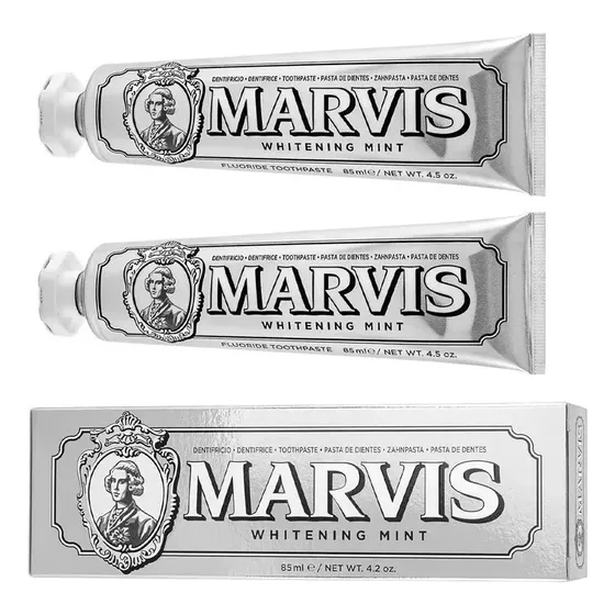 2 Barras De Pasta Dental Blanqueadora Marvis Mint De 85 Ml 