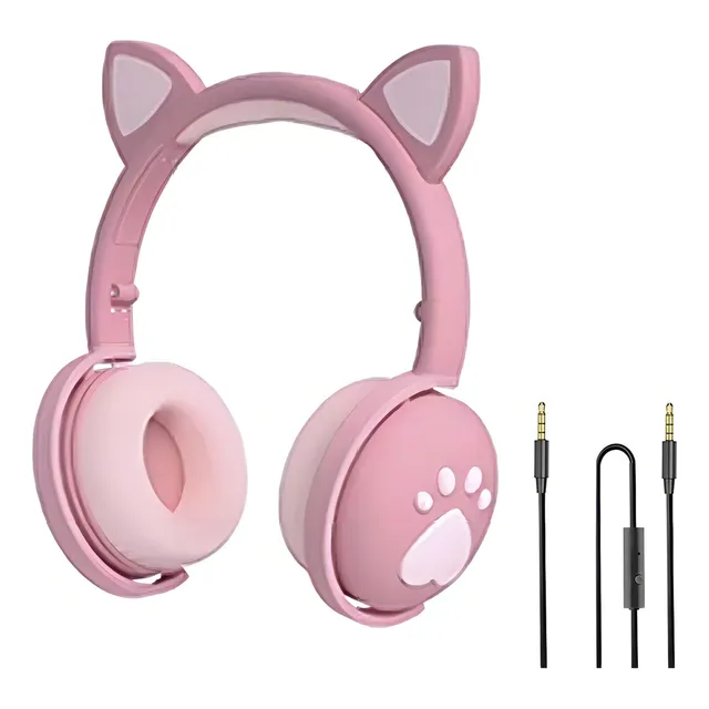 Auriculares gamer inalámbricos Fingertime BK1-AUR rosa con luz LED