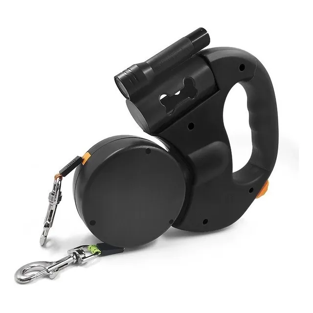 Correa De Perro Extensible Doble Linterna Y Porta Rollos Ofe
