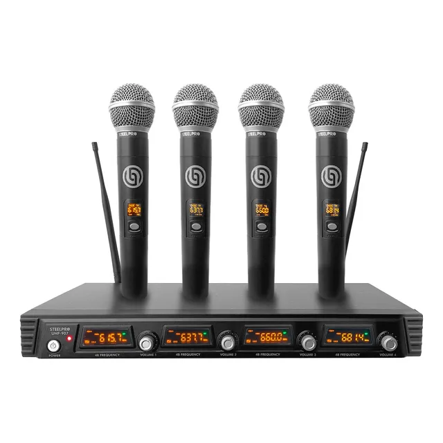 Steelpro Set Profesional 4 Micrófonos Inalámbricos Uhf 70m 
