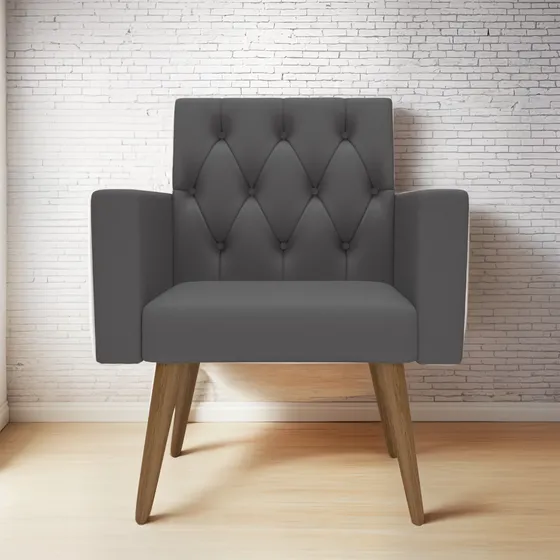 Poltrona Decorativa Capitone Reforçada Confortável Para Sala
