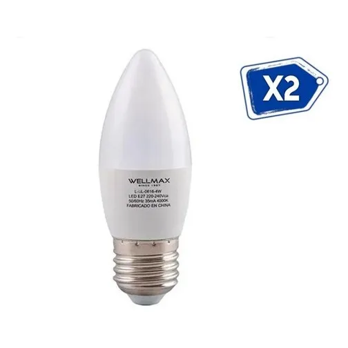 Bombillo Led Tipo Vela 5w Edison C37 Wellmax 6500k E27