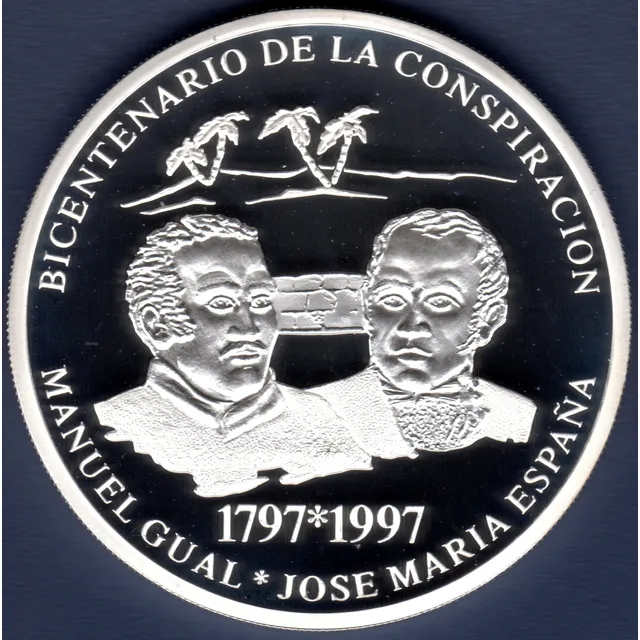 Moneda 500 Bs De 1997 Conspiración Gual Y España Plata Proof