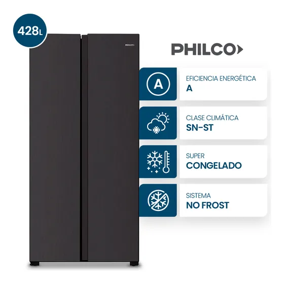 Heladera Side By Side Philco No Frost 428l Negra